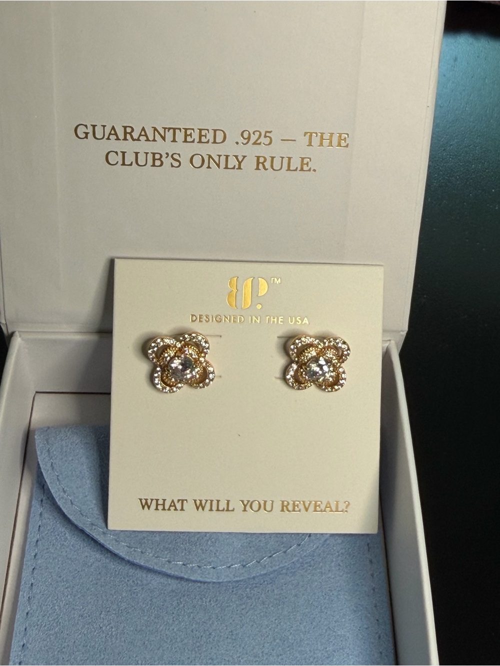 .925 Sterling Silver with Gold Plating Crystal Flower Stud Earrings